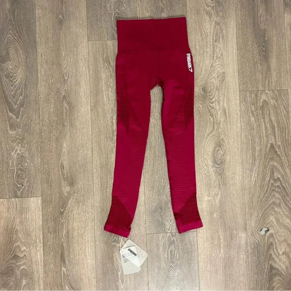 Gymshark Women’s Seamless Energy High Waisted Leggings Beet Red Full Length XS - Picture 11 of 16